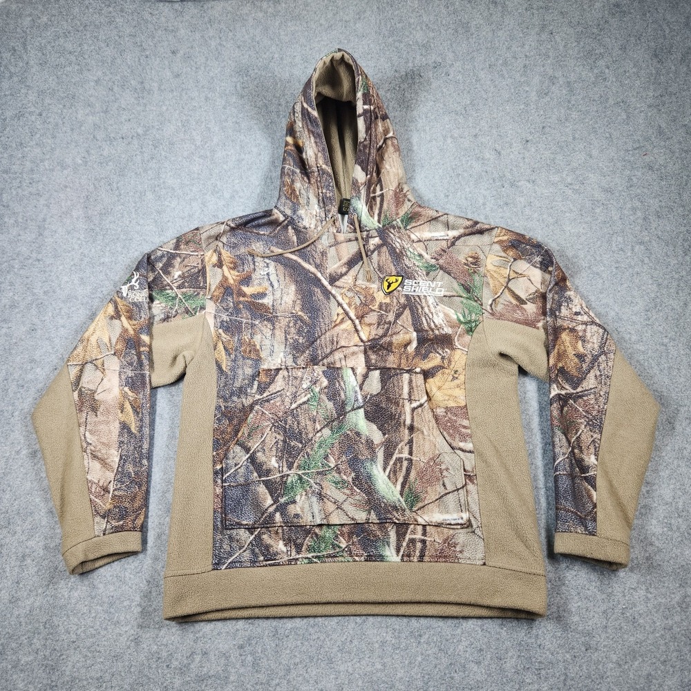 Scent Shield Bone Collector Hoodie Mens M Realtree Camouflage Fleece Pullover